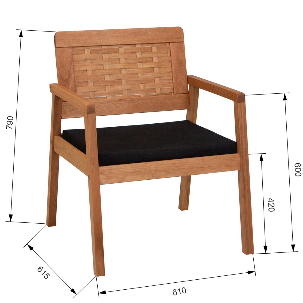 poltrona natura trancado madeira pt com medidas