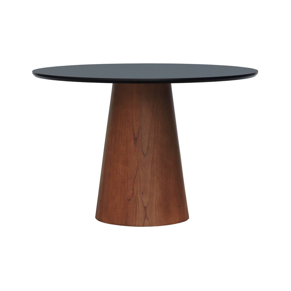 mesa de jantar base cone laqueado preto amendoa 1