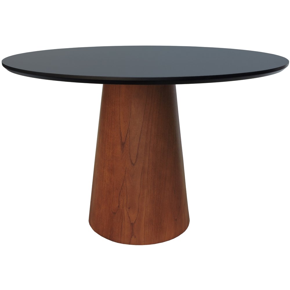 mesa de jantar base cone laqueado preto amendoa 3