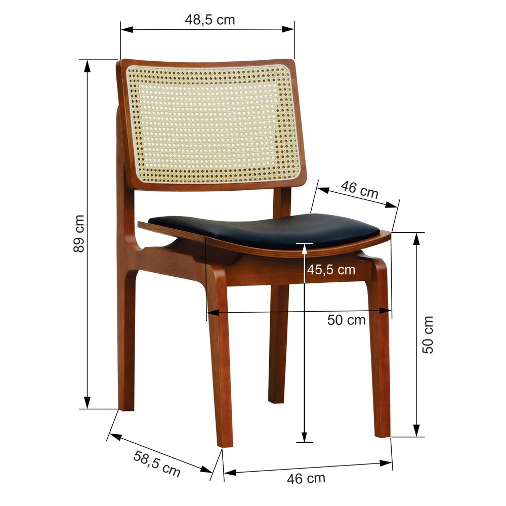 cadeira gus sem bracos amendoa corano preto