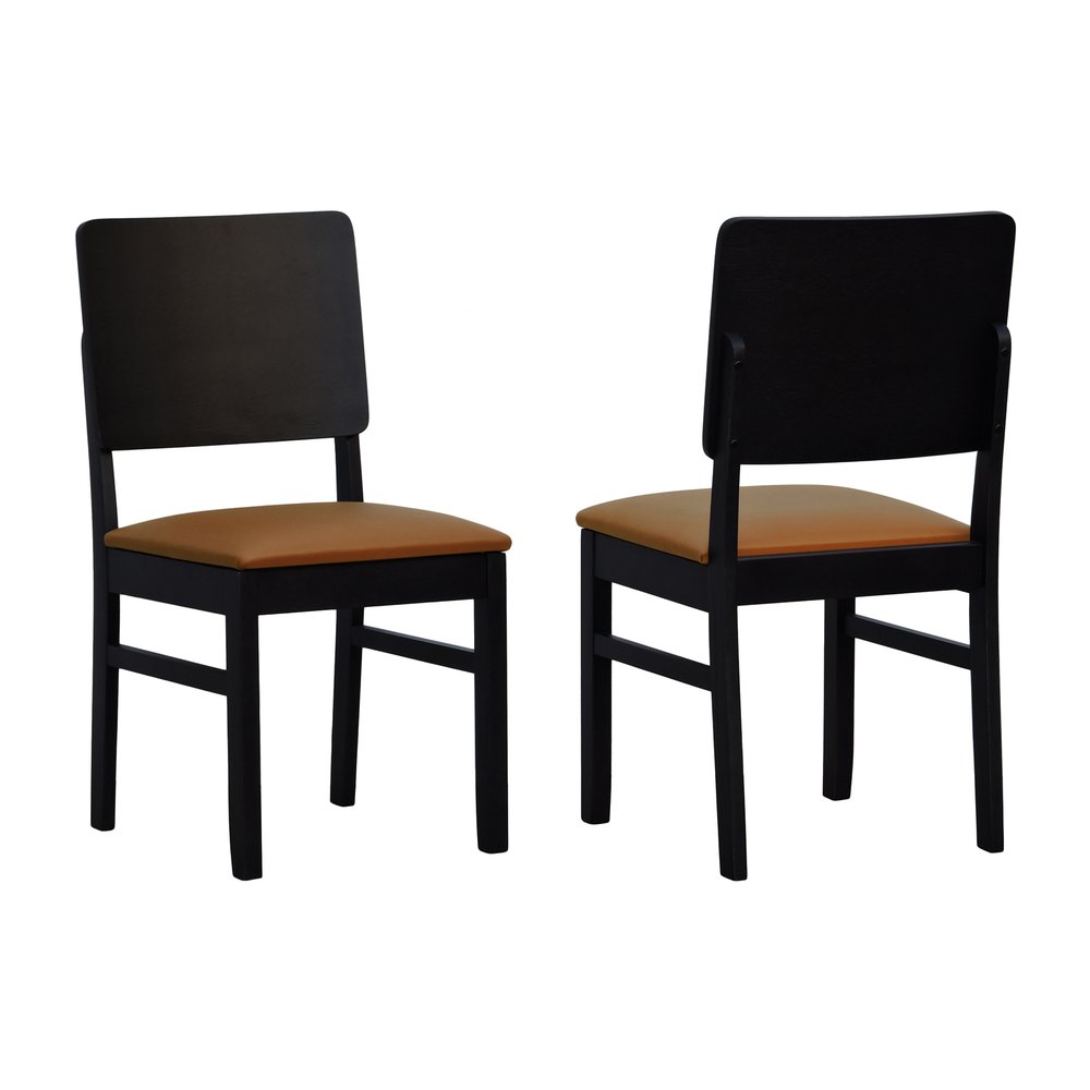 kit 2 cadeiras lyon preta corano caramelo