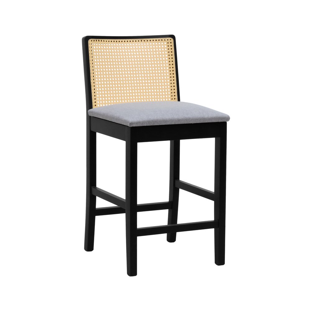 banqueta media perola preta assento linho cinza mescla 1