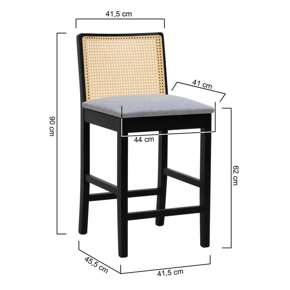 banqueta media perola preta assento linho cinza mescla 2 dimensoes