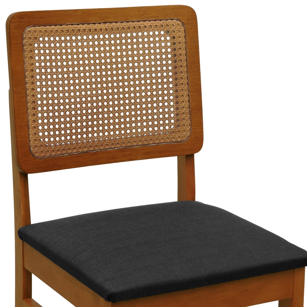 cadeira lyon telinha amendoa linho preto textura 6