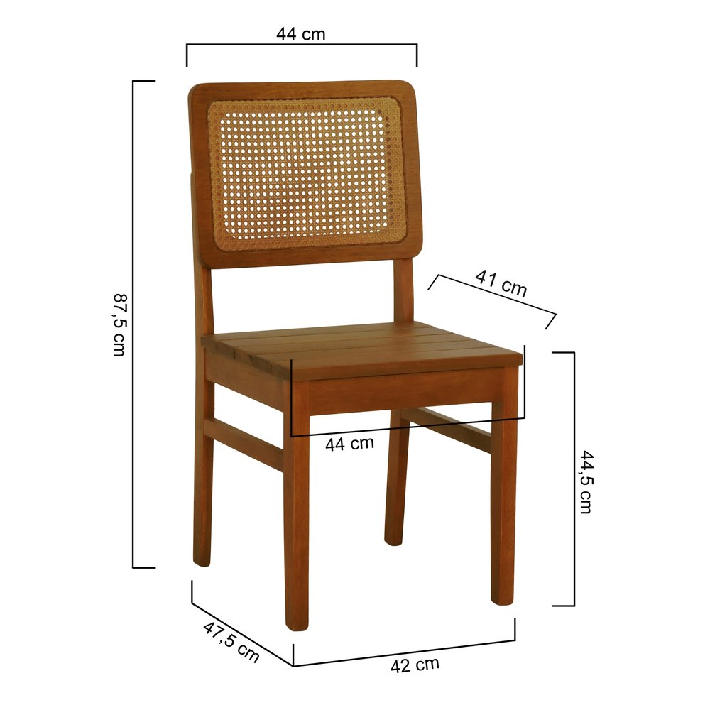 cadeira lyon encosto amendoa assento ripado amendoa 2 dimensoes