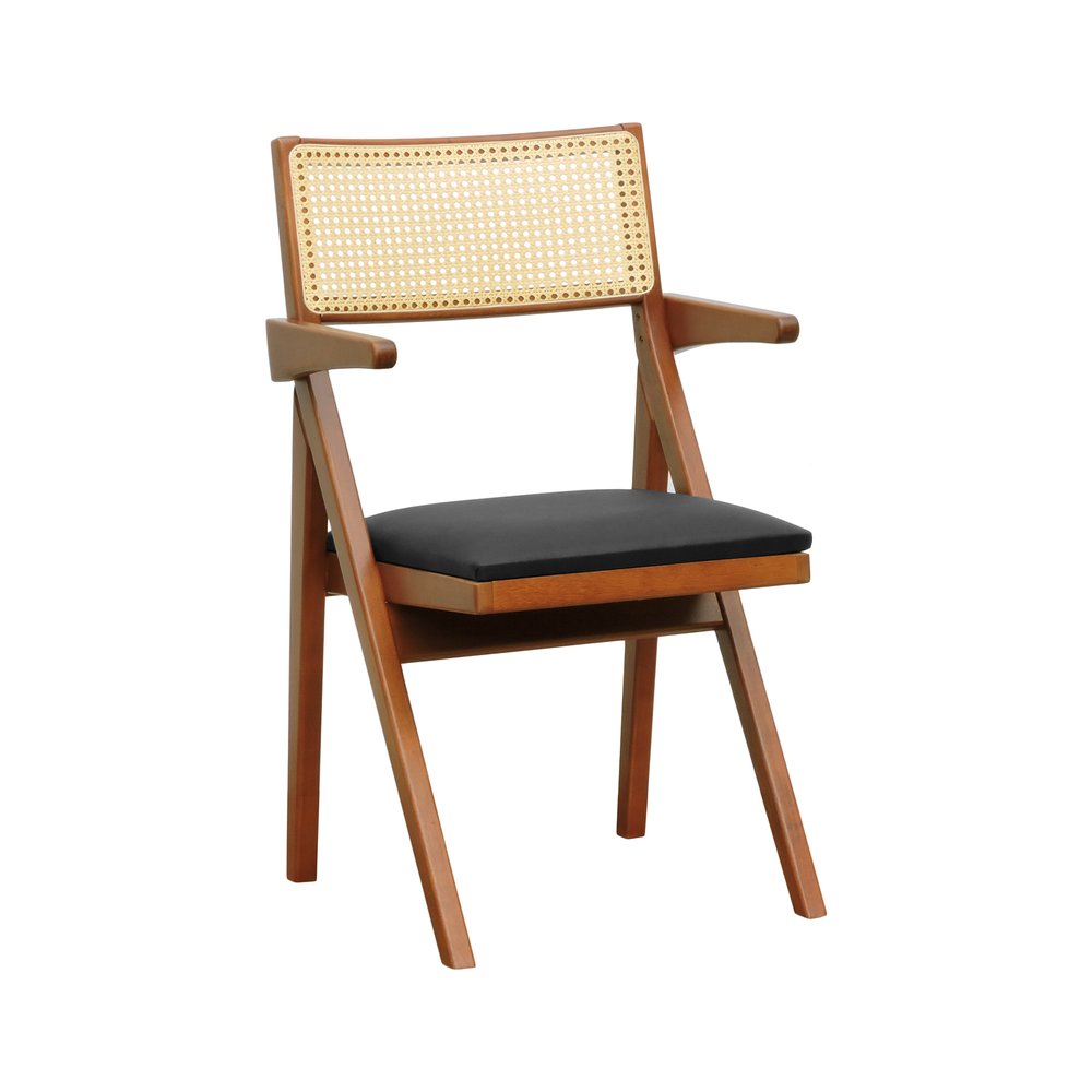 cadeira ype amendoa com bracos corano preto 1