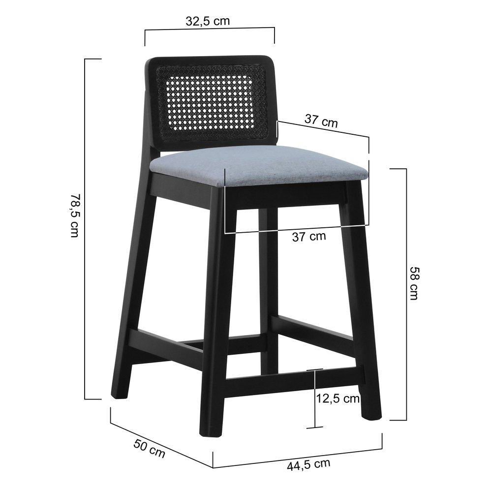 banqueta media gabi preta linho cinza mescla impermeavel 2 dimensoes