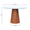 mesa cone base amendoa branco com branco 2 dimensoes o 120 cm