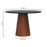 mesa de jantar base cone laqueado preto amendoa 2 dimensoes o 150 cm