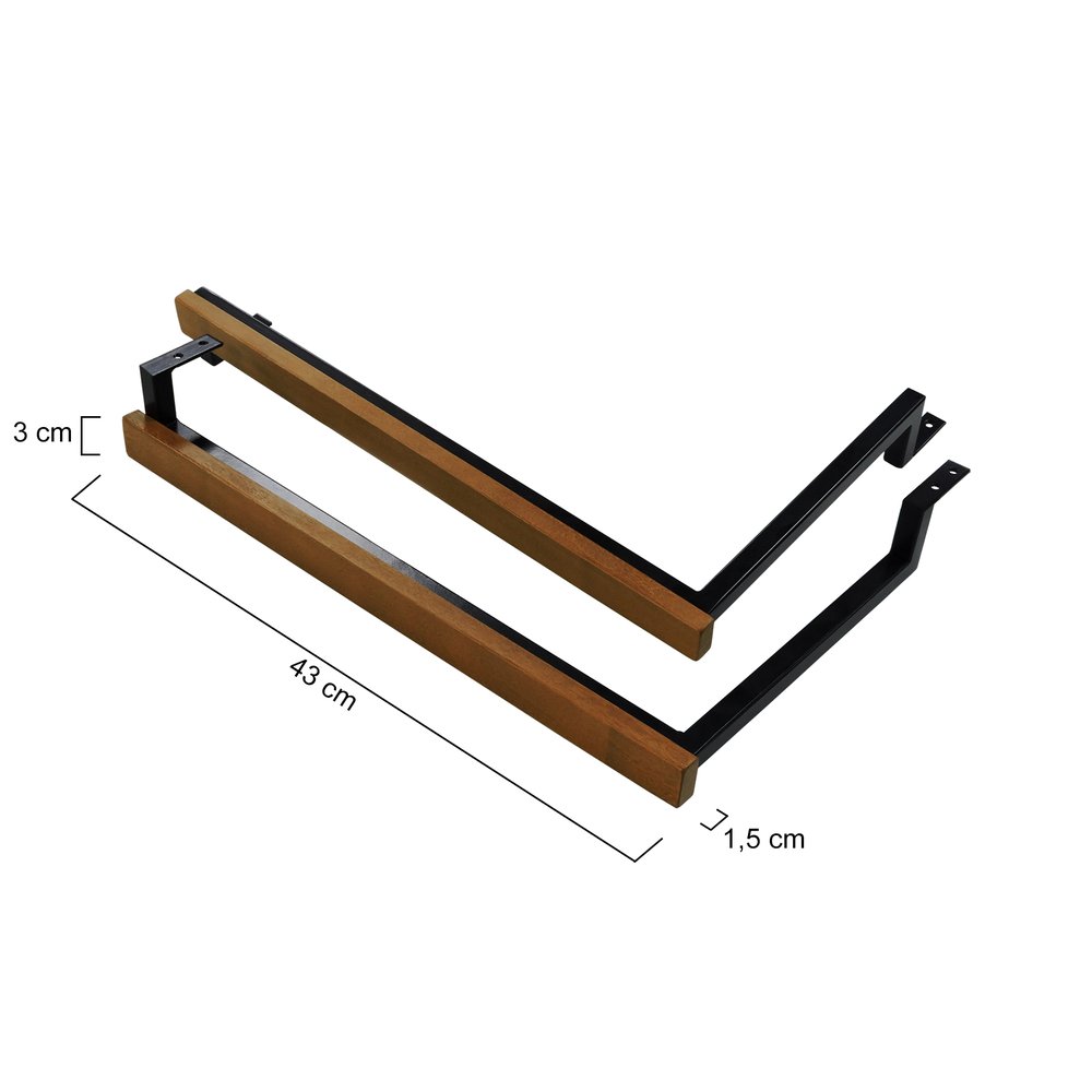 bracos metal com madeira tingida no amendoa dimensoes