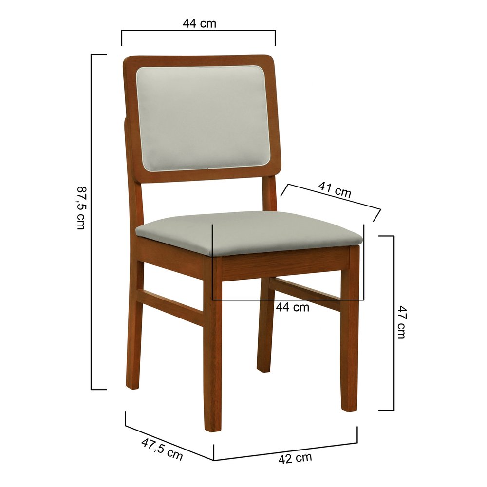 cadeira lyon amendoa encosto anatomico e assento linho bege 2 dimensoes