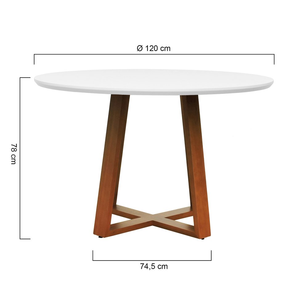 mesa de jantar madri laqueado vidro branco 2 o120 cm