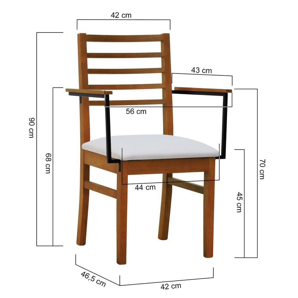 cadeira tie com bracos linho bege 2 dimensoes