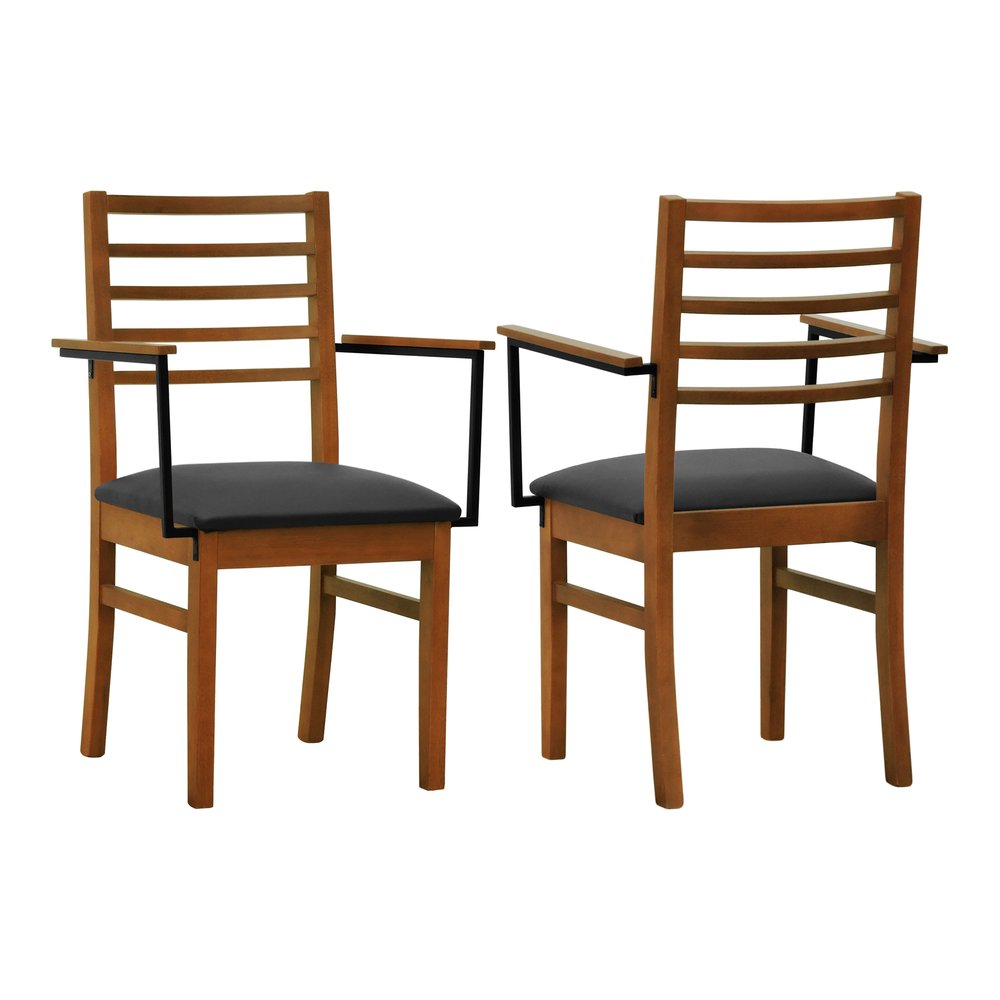 kit 2 cadeiras tie com bracos corano preto