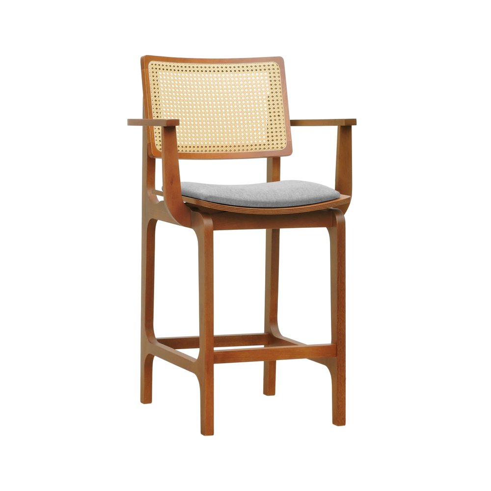 banqueta alta bistro gus com bracos amendoa linho cinza m impermeavel 1