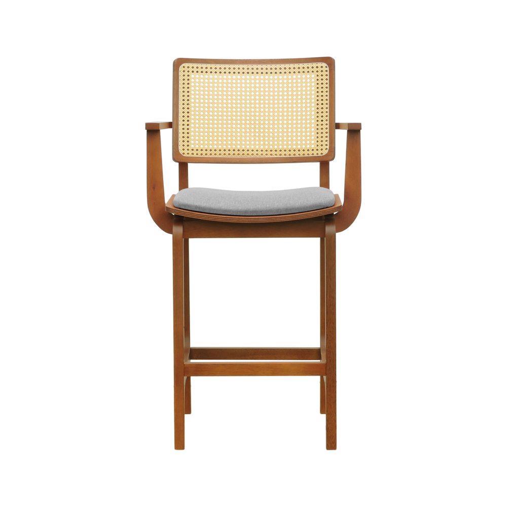 banqueta alta bistro gus com bracos amendoa linho cinza m impermeavel 4