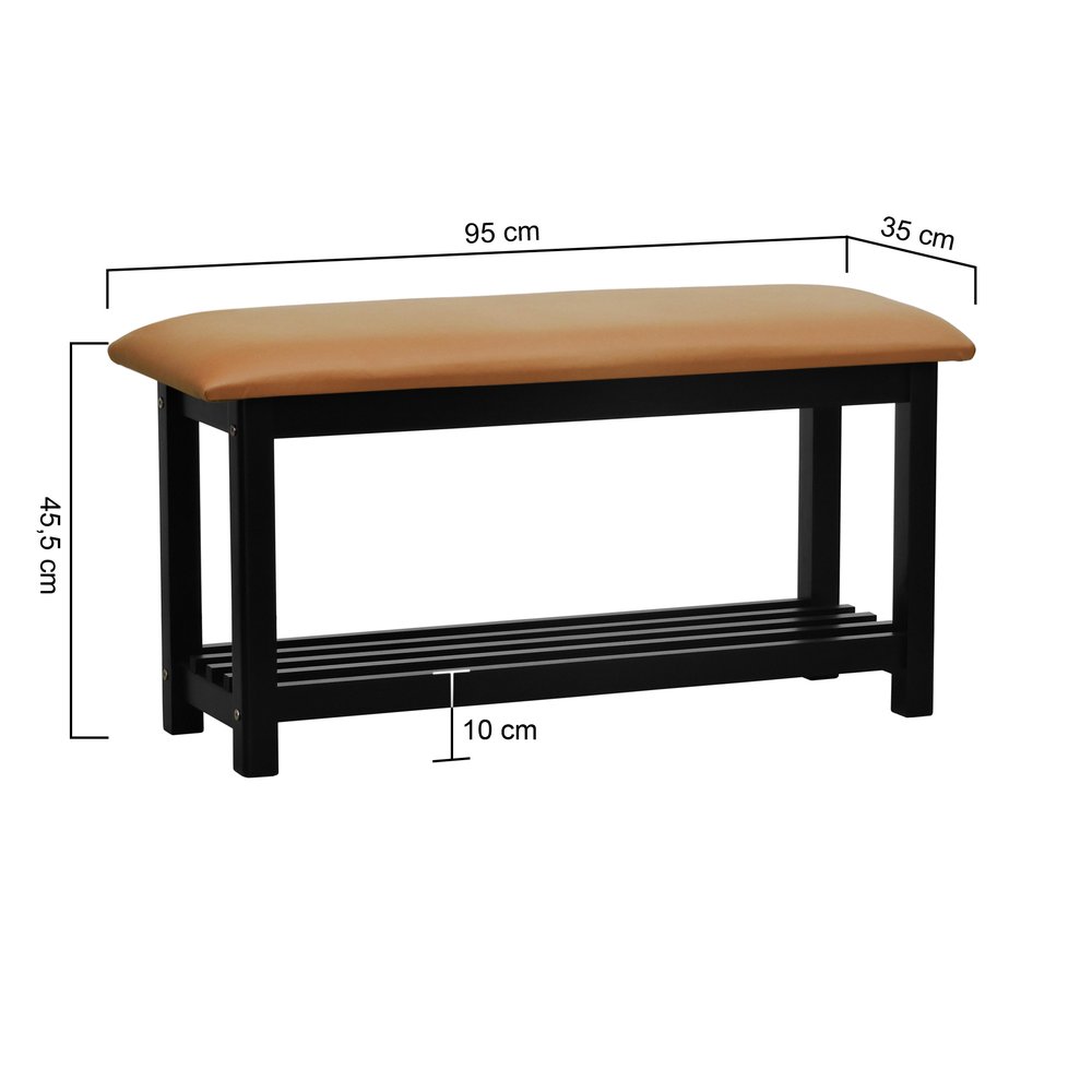 banco sapateira viena preto corano caramelo 2 dimensoes
