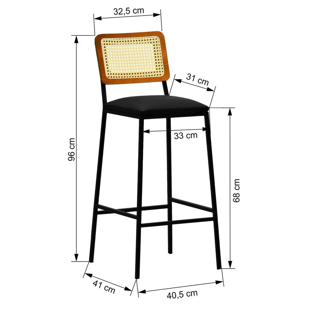 banqueta gabi metal corano preto 2 dimensoes