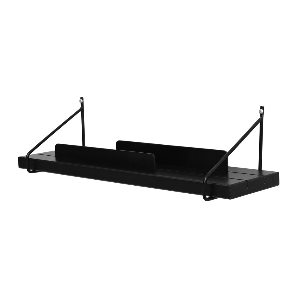 prateleira porta livros com metal e madeira ou mdf life preto 3