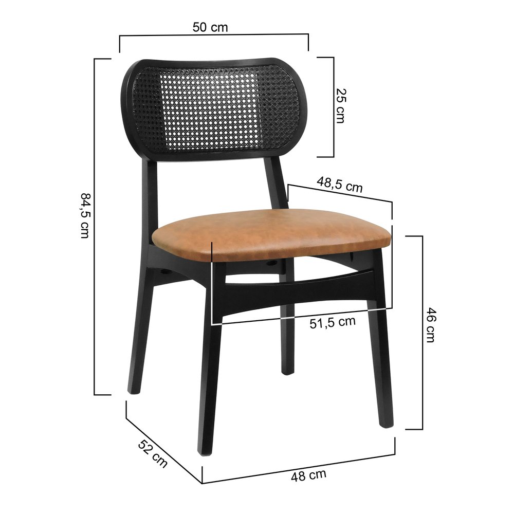 cadeira organik telinha preto corano marrom mescla 2 dimensoes