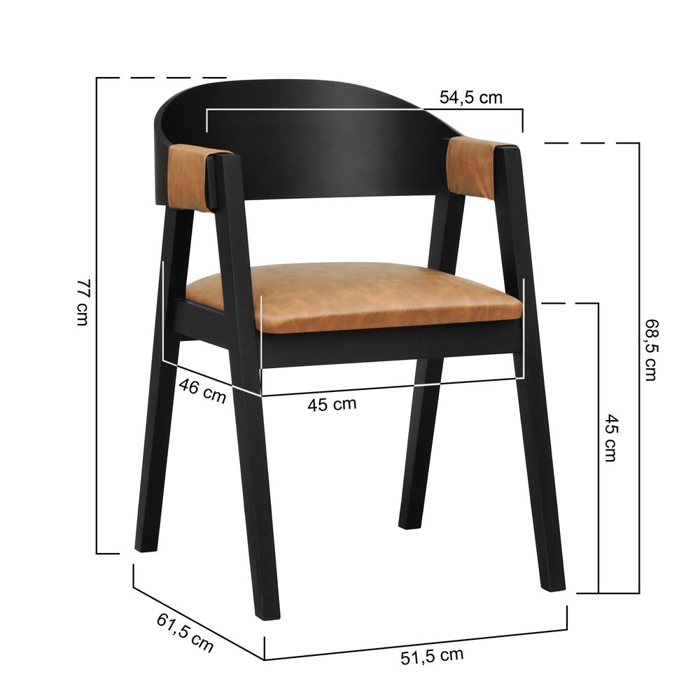 cadeira miami preto corano marrom mescla 2 dimensoes