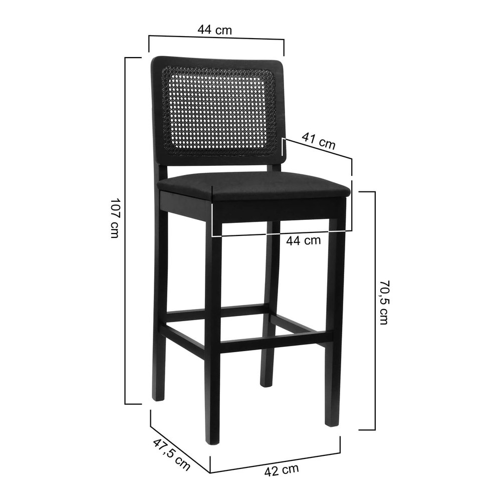 banqueta alta bistro lyon preto linho preto textura 2 dimensoes