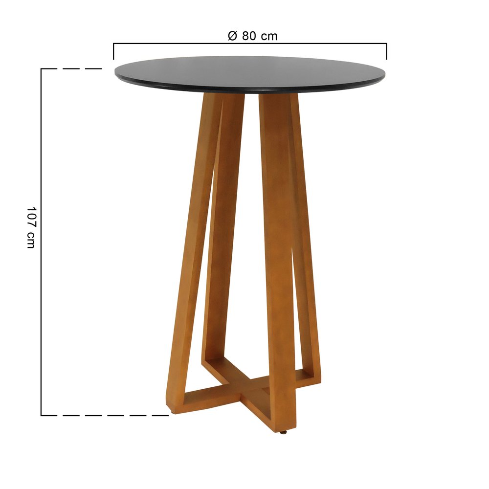 mesa bistro madri amendoa tampo redondo preto o80cm 2 dimensoes