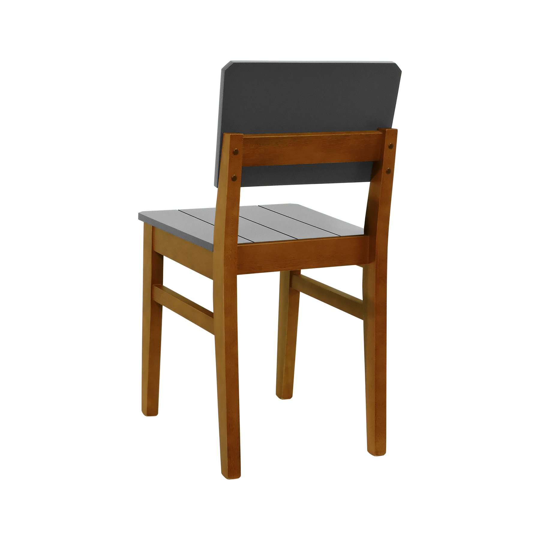 COMPACT LO CHAIR 02 basque “gray stripe” Cadeira Linhas Madeira Maciça Encosto MDF Laqueado Cinza - Amêndoa