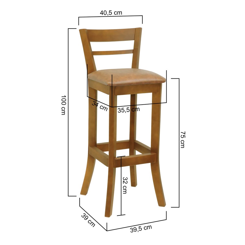 banqueta alta bistro sevilha amendoa corano marrom mescla 2 dimensoes