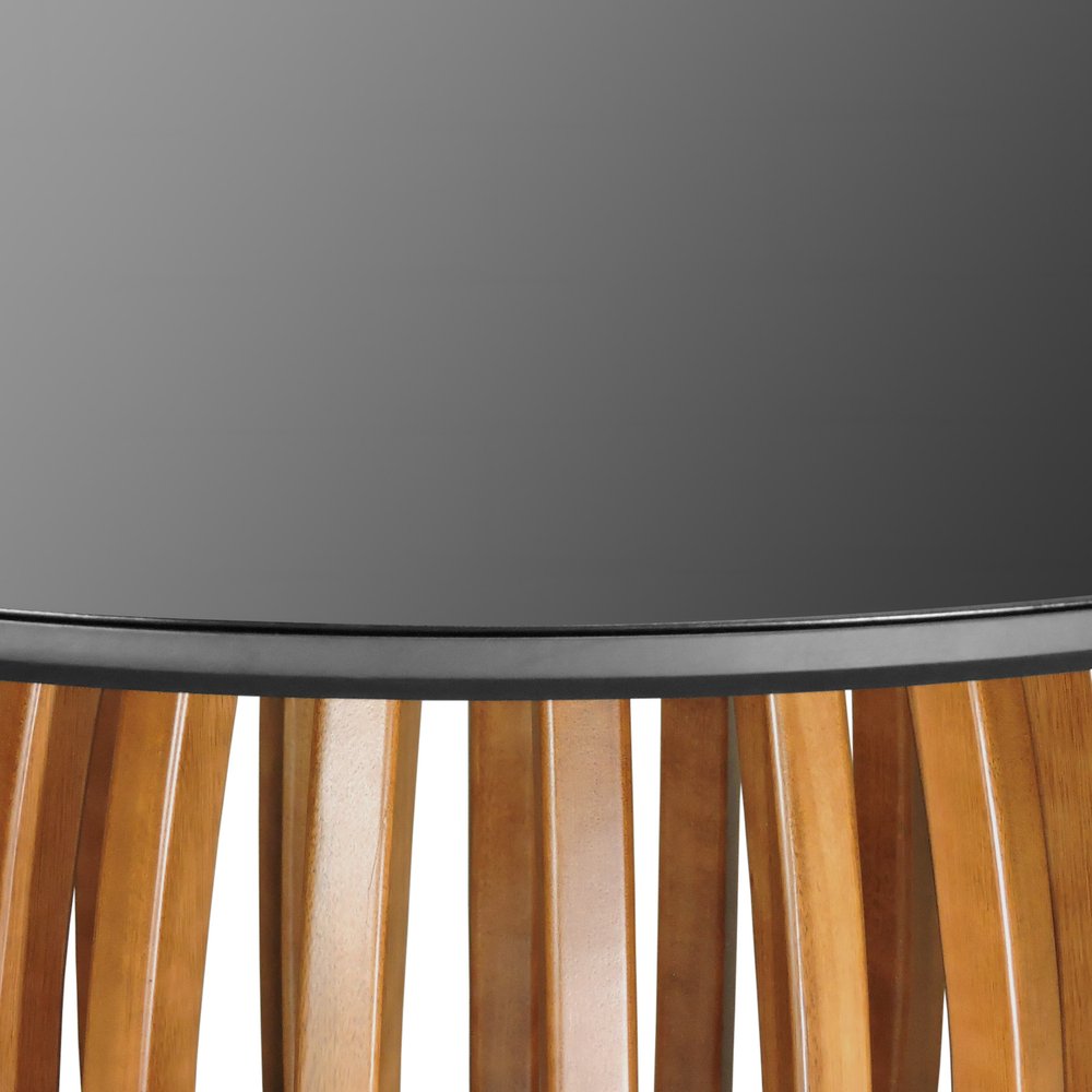 mesa de jantar armonia base redonda tampo redondo vidro preto 3