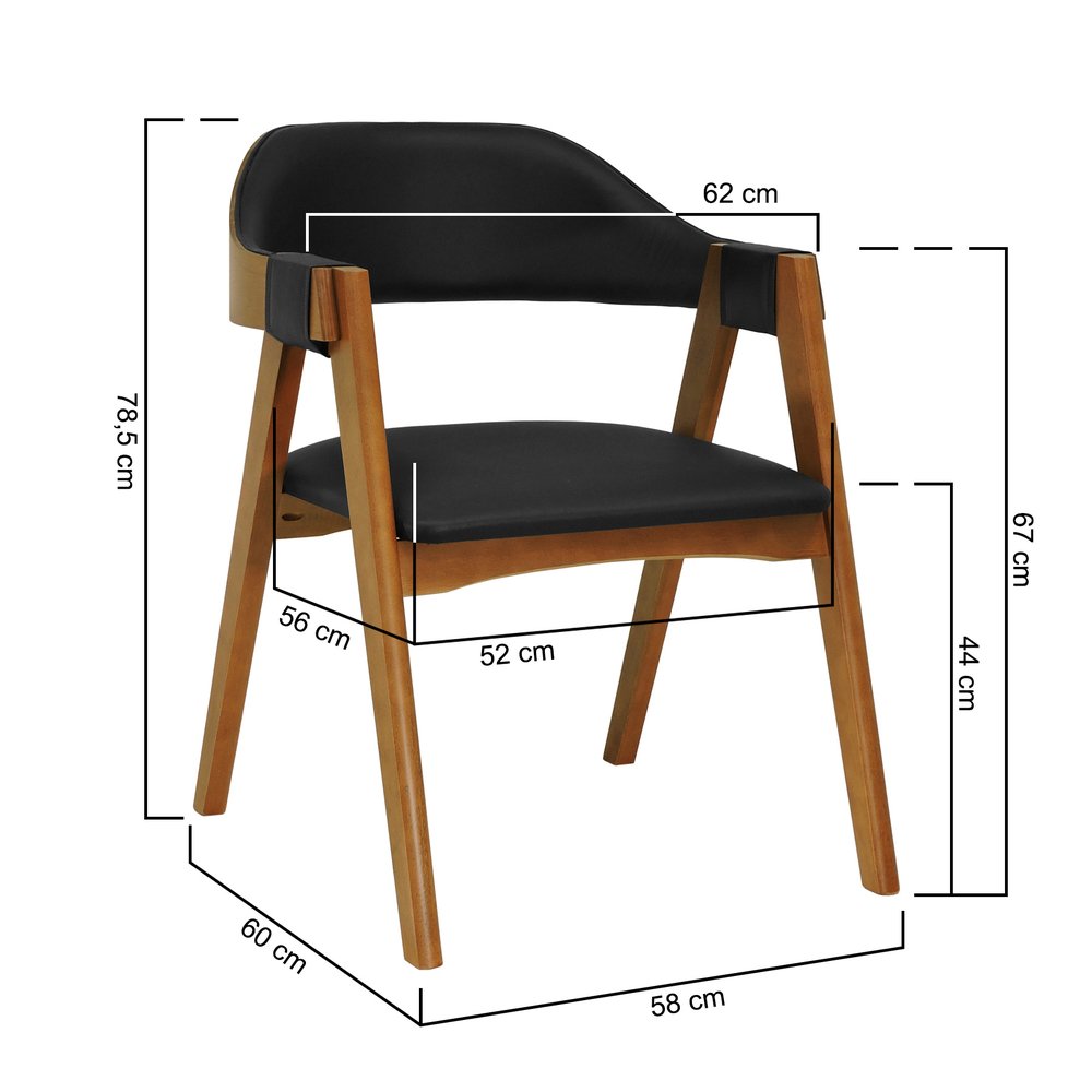 cadeira new york amendoa corano preto 2 dimensoes