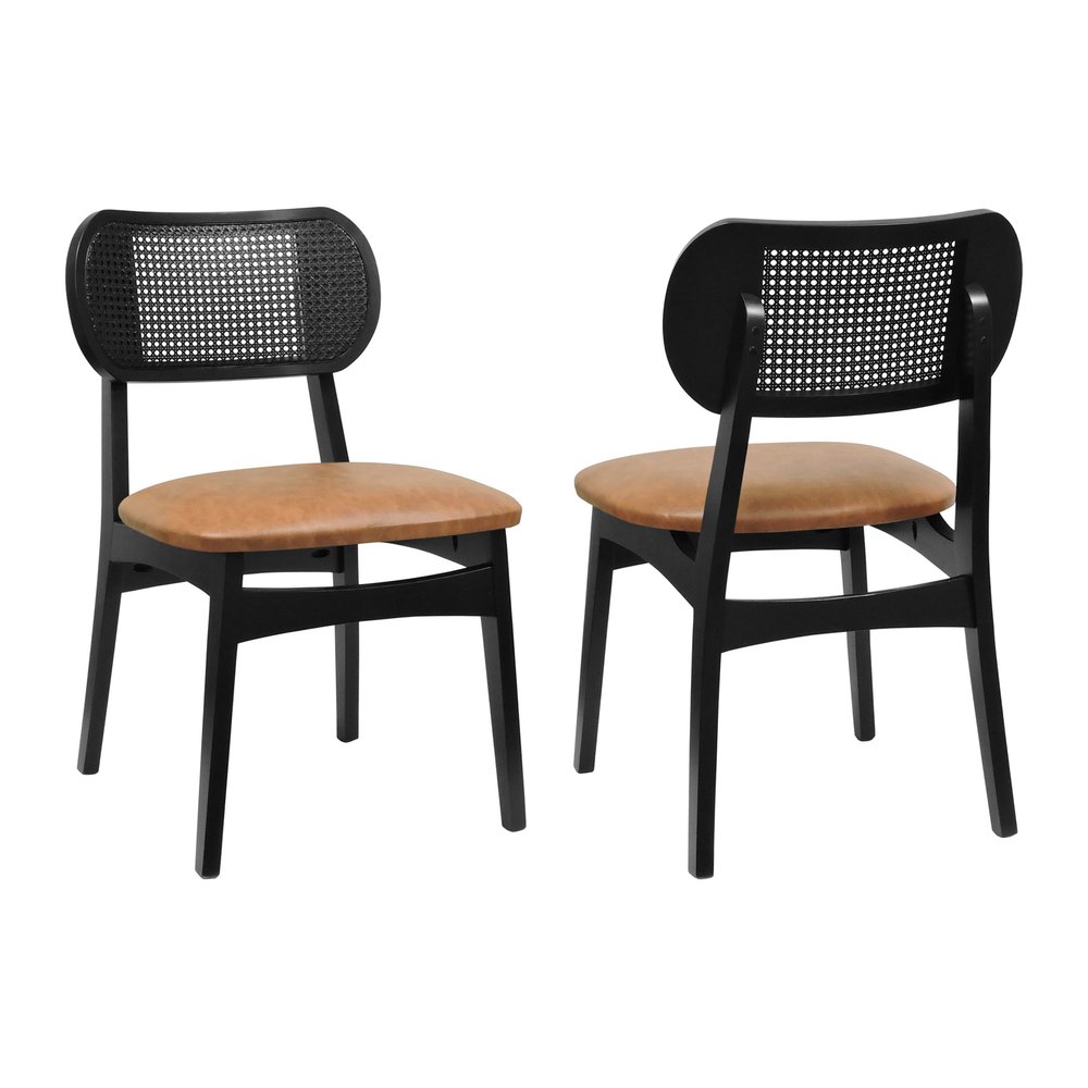 kit 2 cadeiras organik telinha preto corano marrom mescla tapa furos