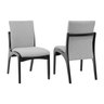 kit 2 cadeiras tulipa preta encosto e assento estofado linho cinza mescla impermeavel