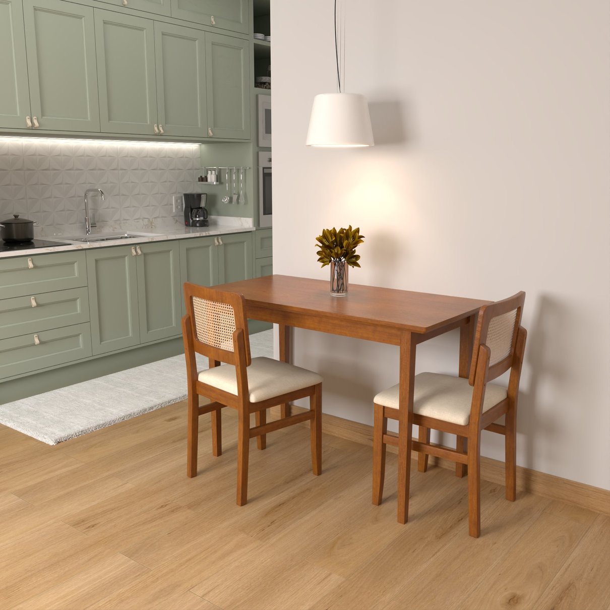 mesa de jantar barcelona madeira 120x60cm ambientada