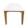 mesa de jantar flutuante amendoa vidro branco 250x90 4