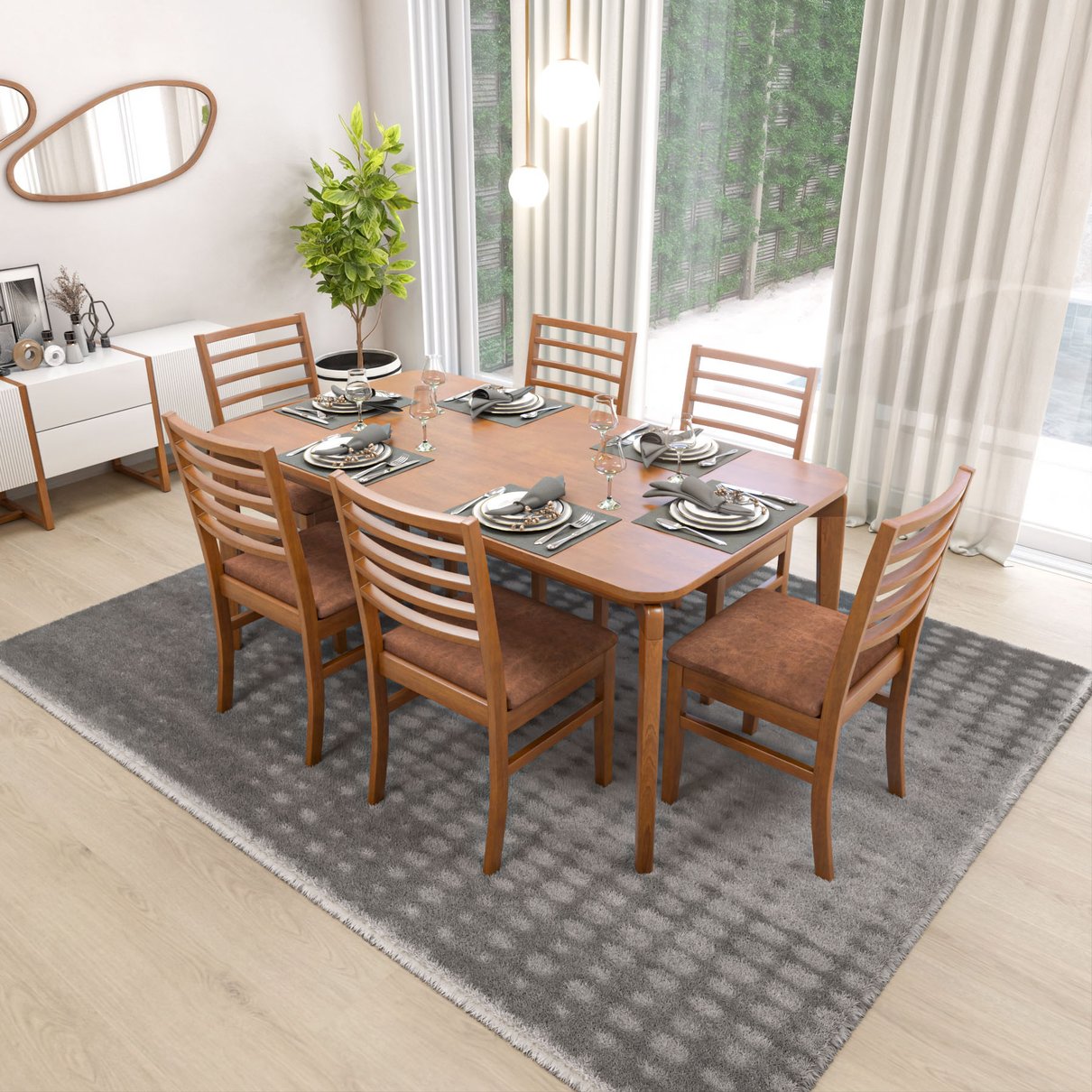 conjunto mesa flutuante 6 cadeiras tie cmm