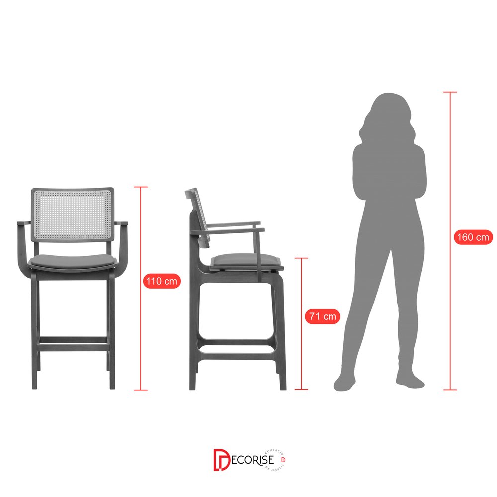 proporcao banquetas gus com bracos frontal e lateral