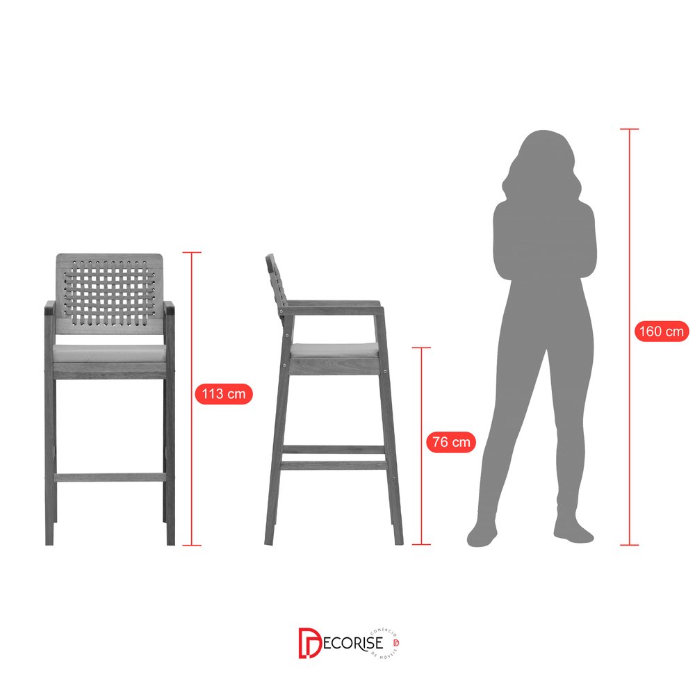 proporcao banquetas garden trancado corda frontal e lateral