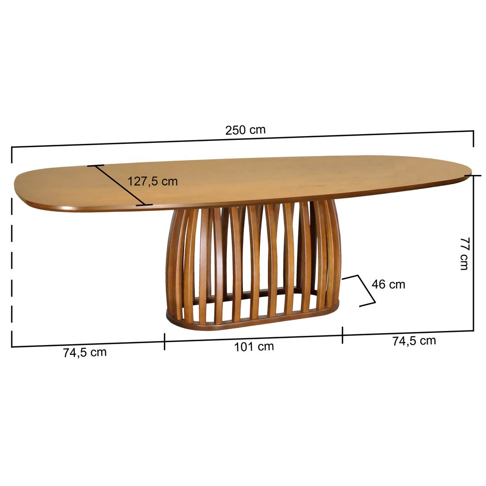 mesa de jantar armonia base retangular tampo organik 250cm 2 dimensoes ajustada