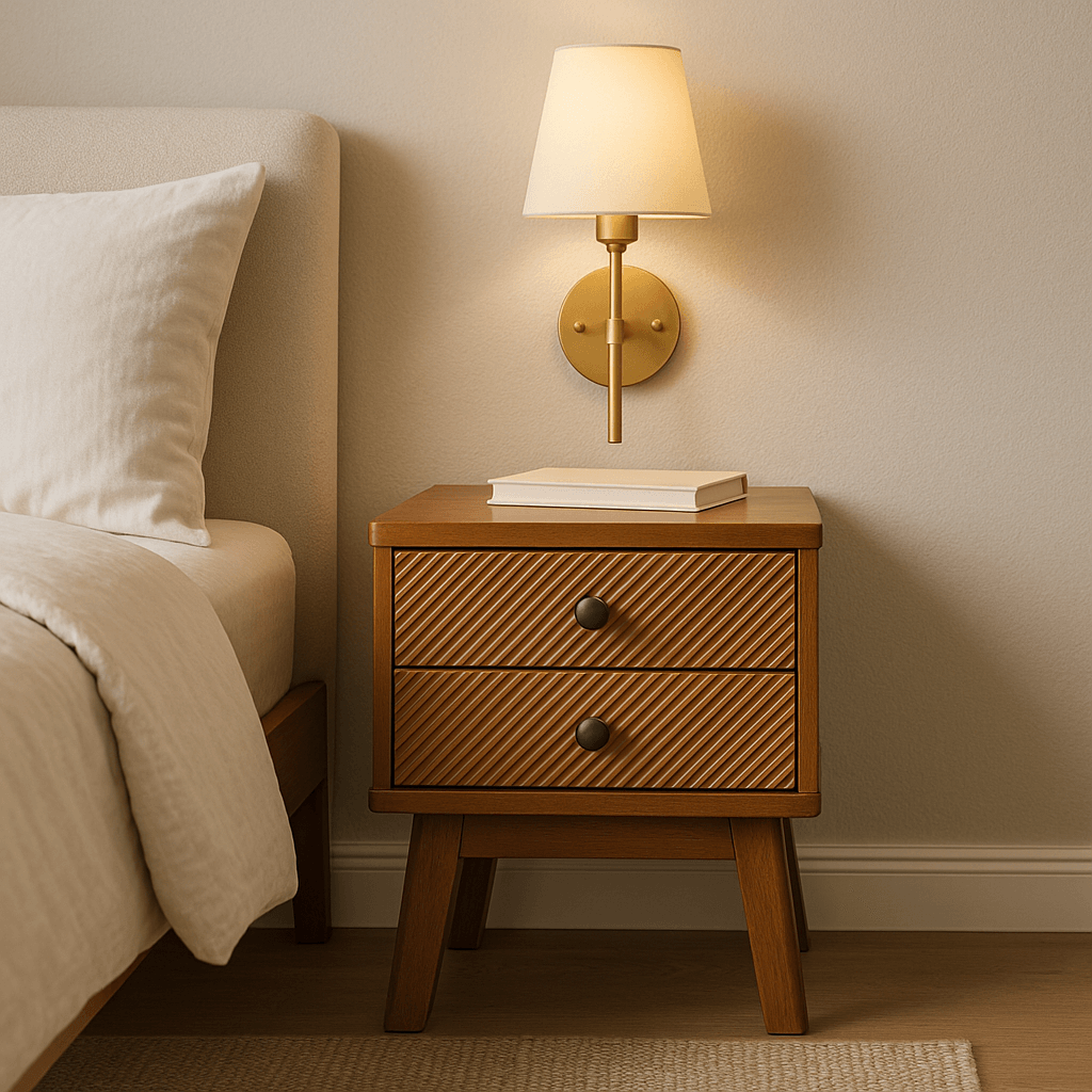 mesa de cabeceira no quarto