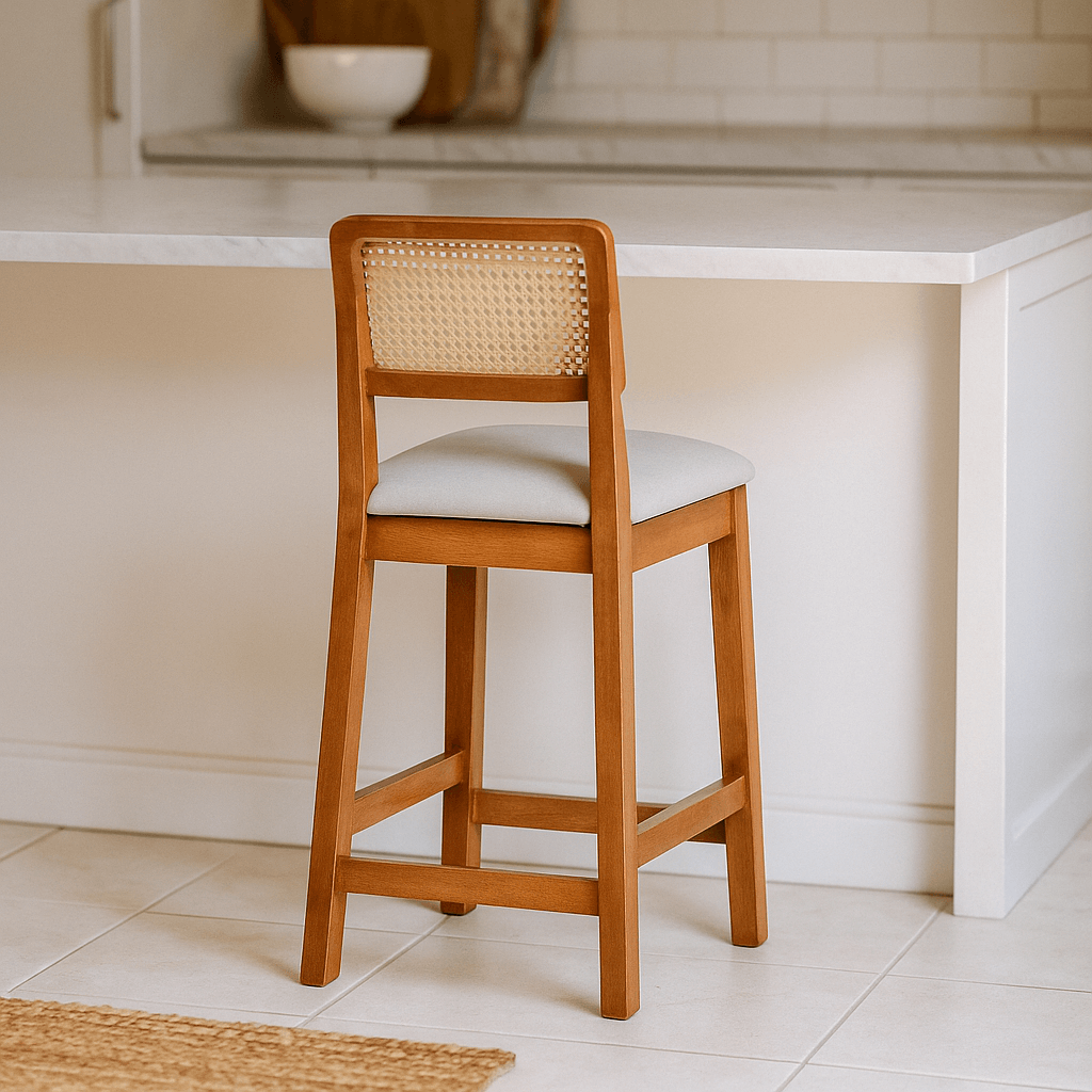 cadeira de madeira em um balcão