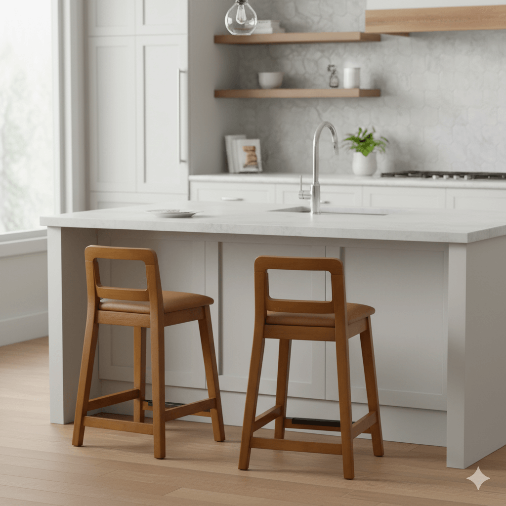 banqueta de madeira na cozinha