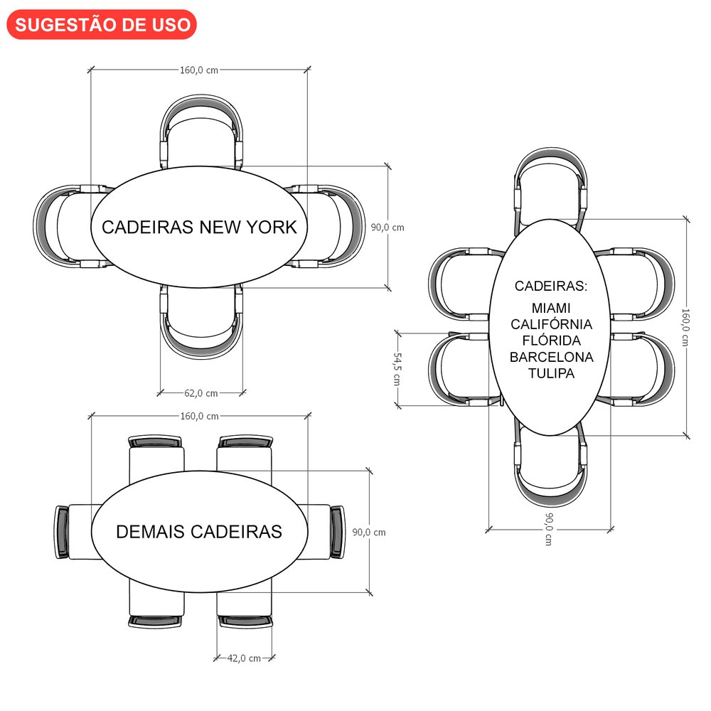 mesa tampo oval 160x90
