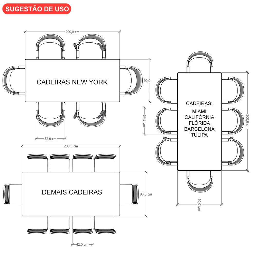 mesa tampo retangular 200x90
