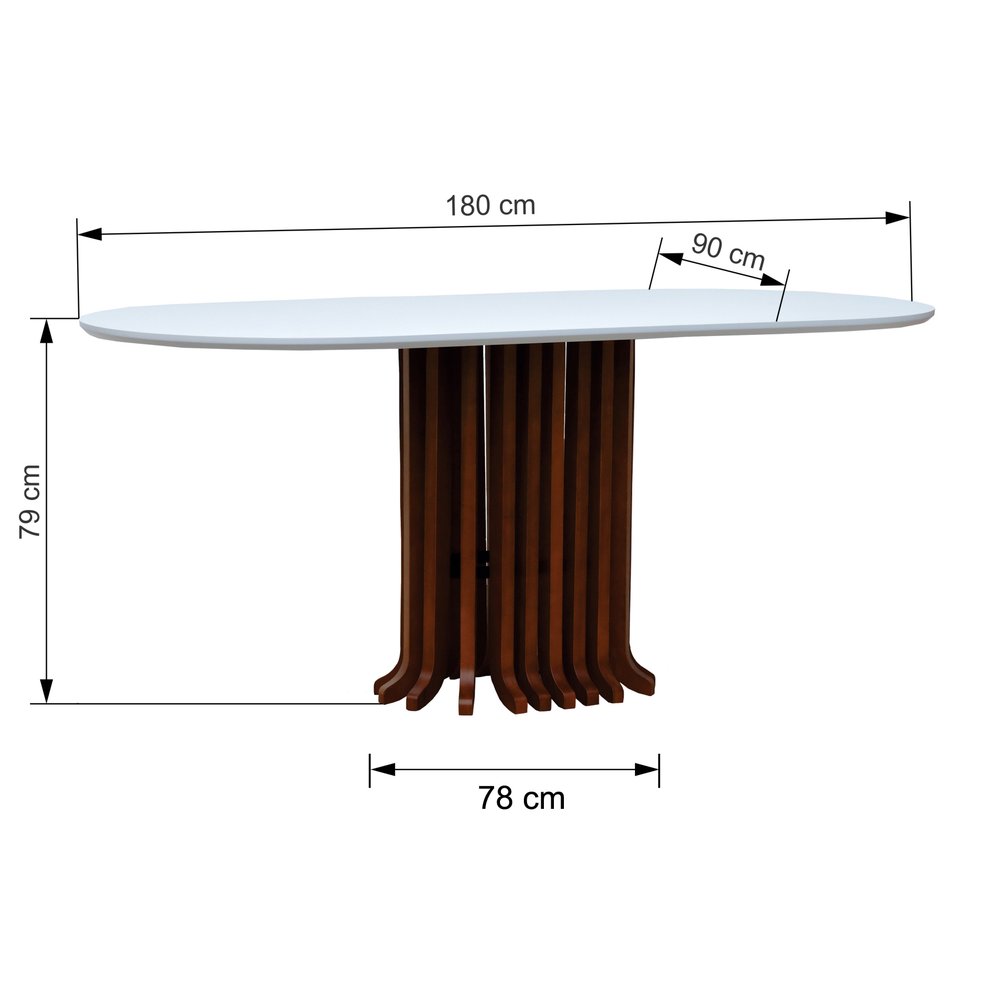 mesa oval ripada tampo oblongo branco 5