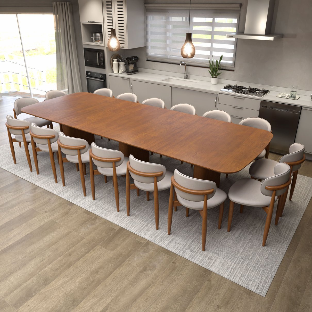mesa grandmesa de 360 com 16 cadeiras ravena lbmi