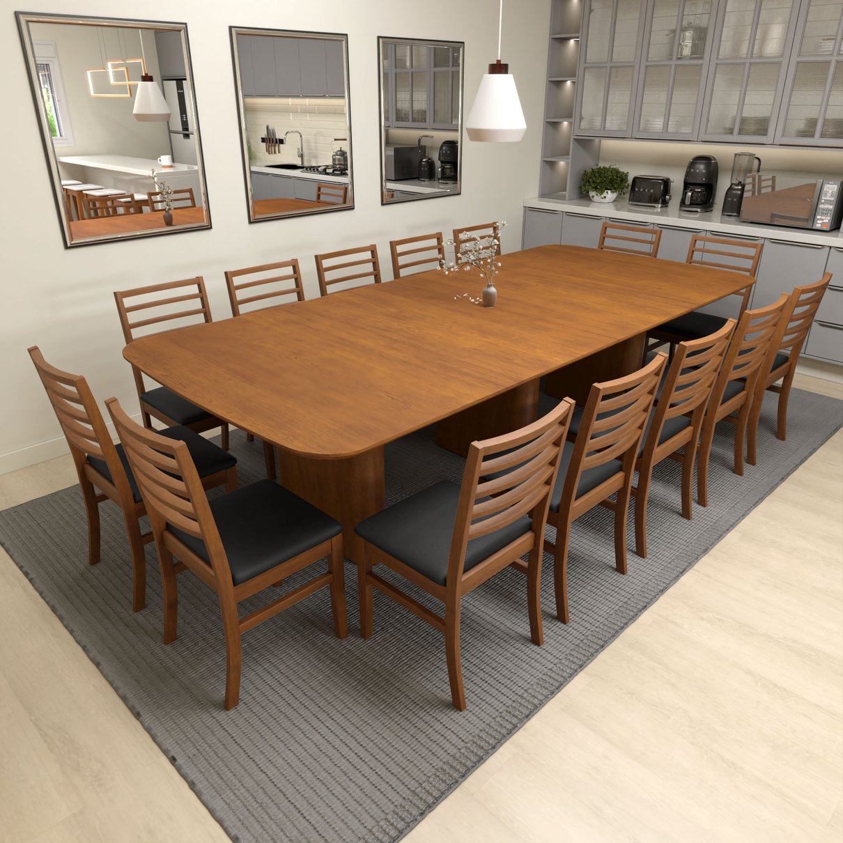 mesa grand mesa de 300 com 14 cadeiras tie cp