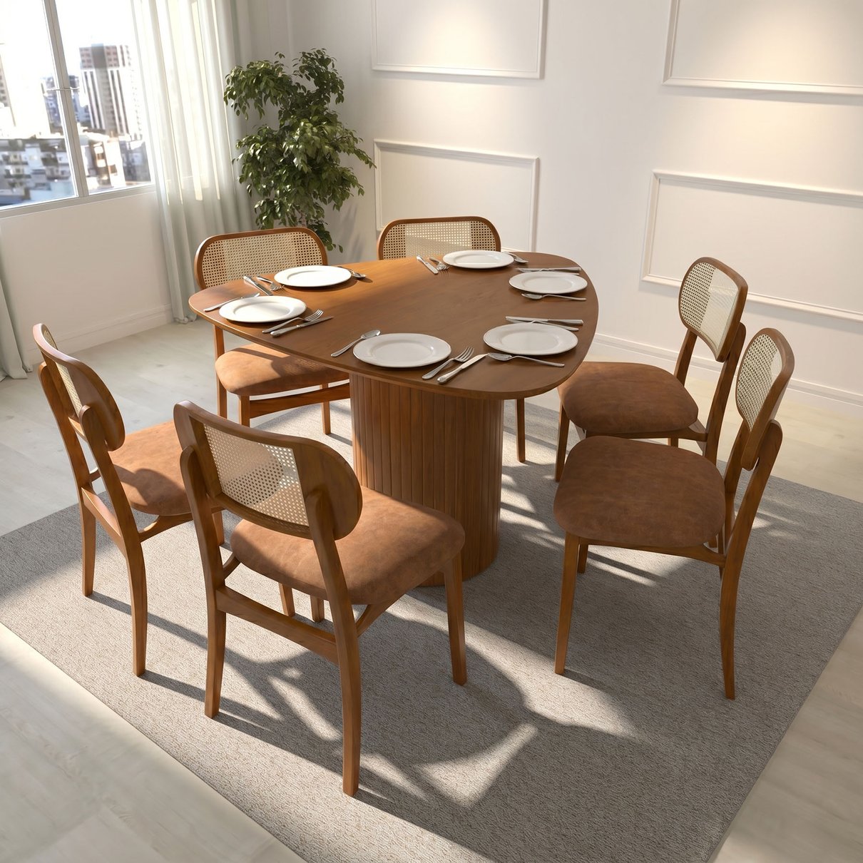 mesa capri 156x153cm cadeiras organik cmm