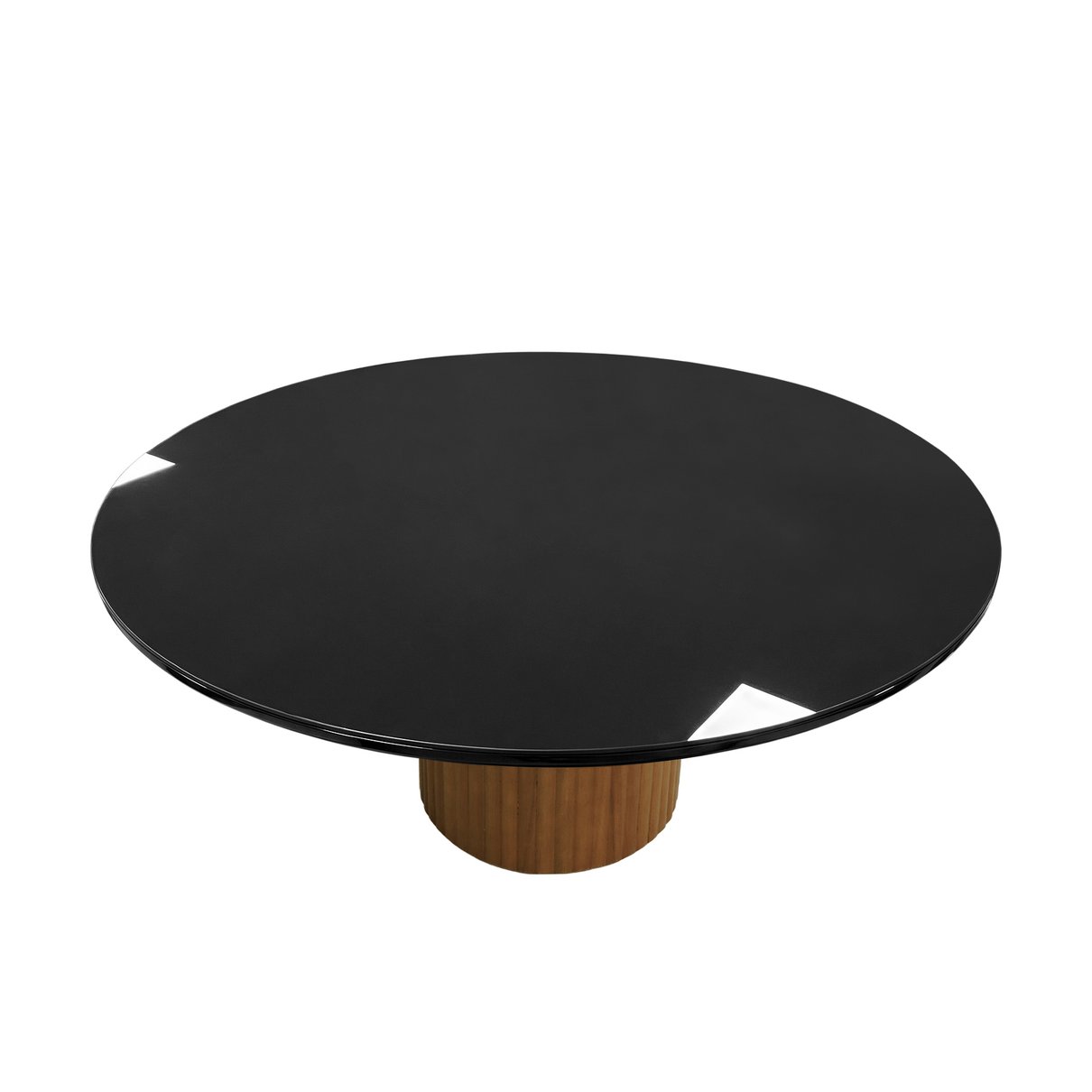 mesa de jantar capri tampo redondo vidro preto 3 o150 cm