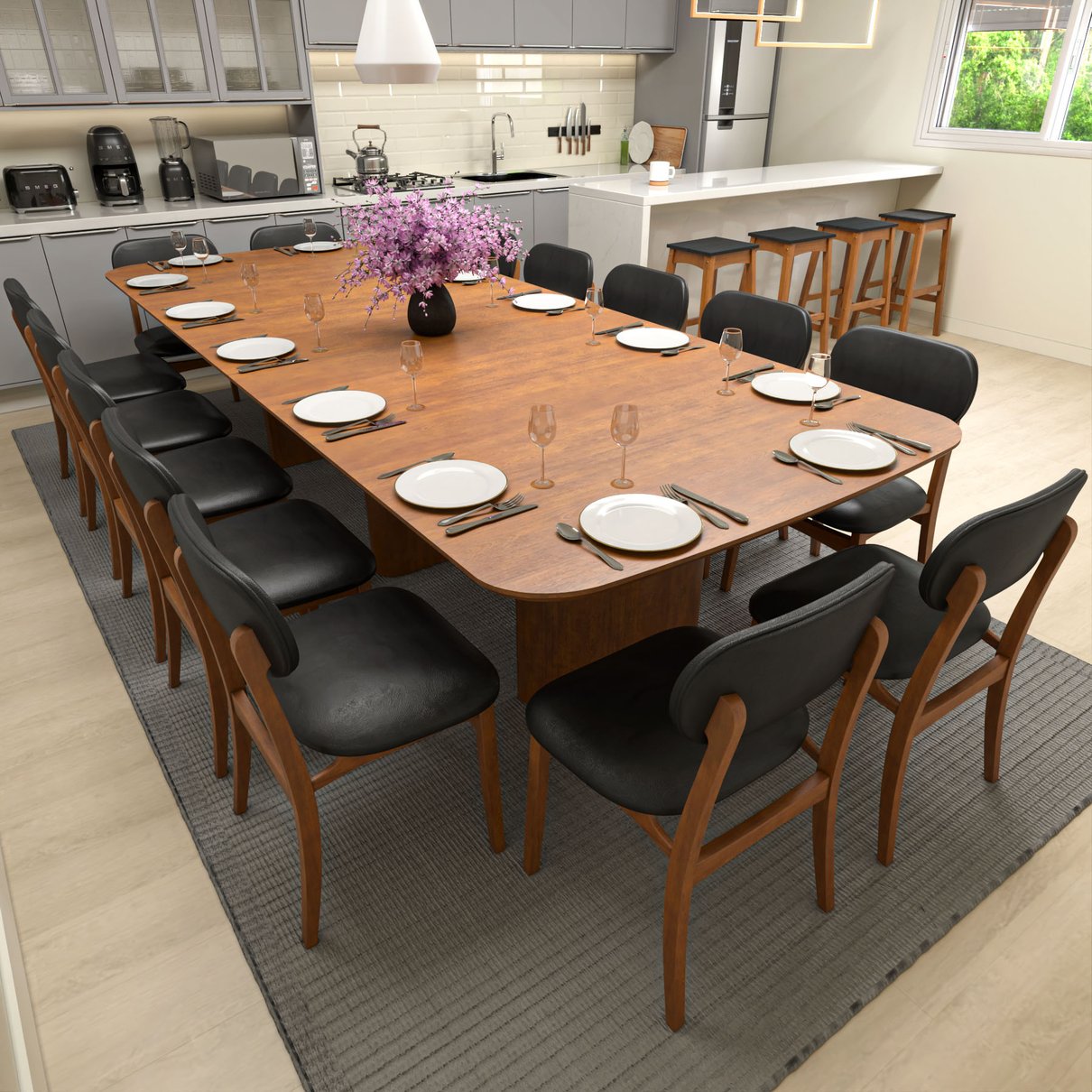 mesa celebra de 330 com 14 cadeiras armonia cp